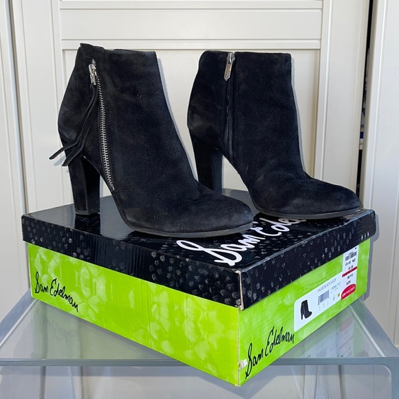 Sam Edelman Black Suede Booties - Picture 1 of 11